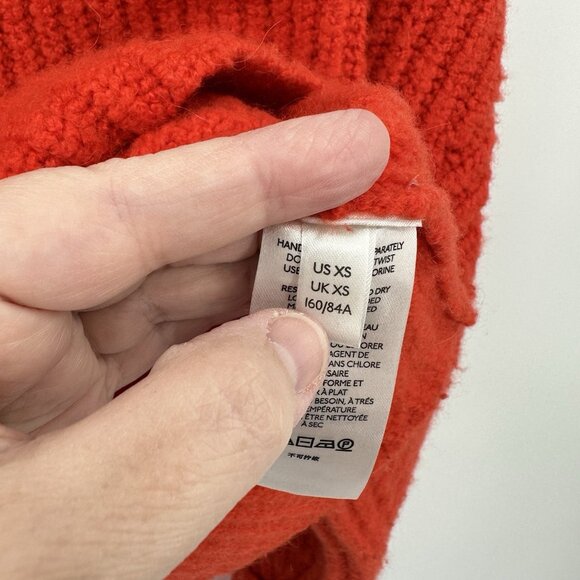 MAEVE ANTHROPOLOGIE ATHENA cowl neck sweater cropped ribbed wool alpaca red XS - Picture 7 of 9